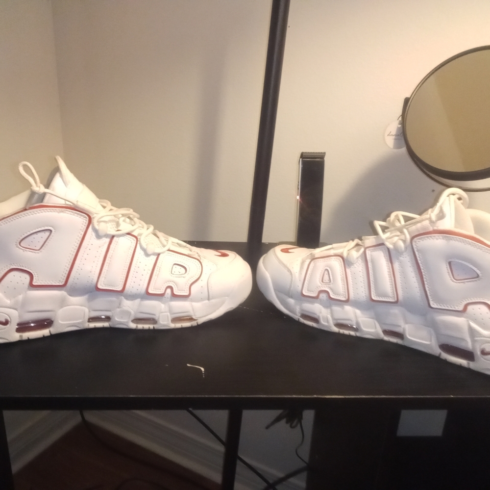Nike Air More UpTempo Authentic 96" Red/White Primary Men's Size 12" Shoes .